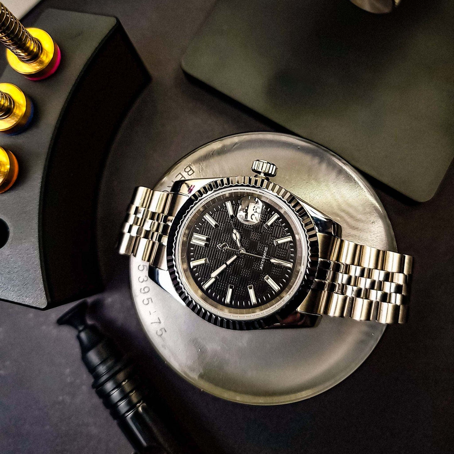 S Mod Date Window DJ Vintage Checkered Black Dial - Timeless - MODTIME