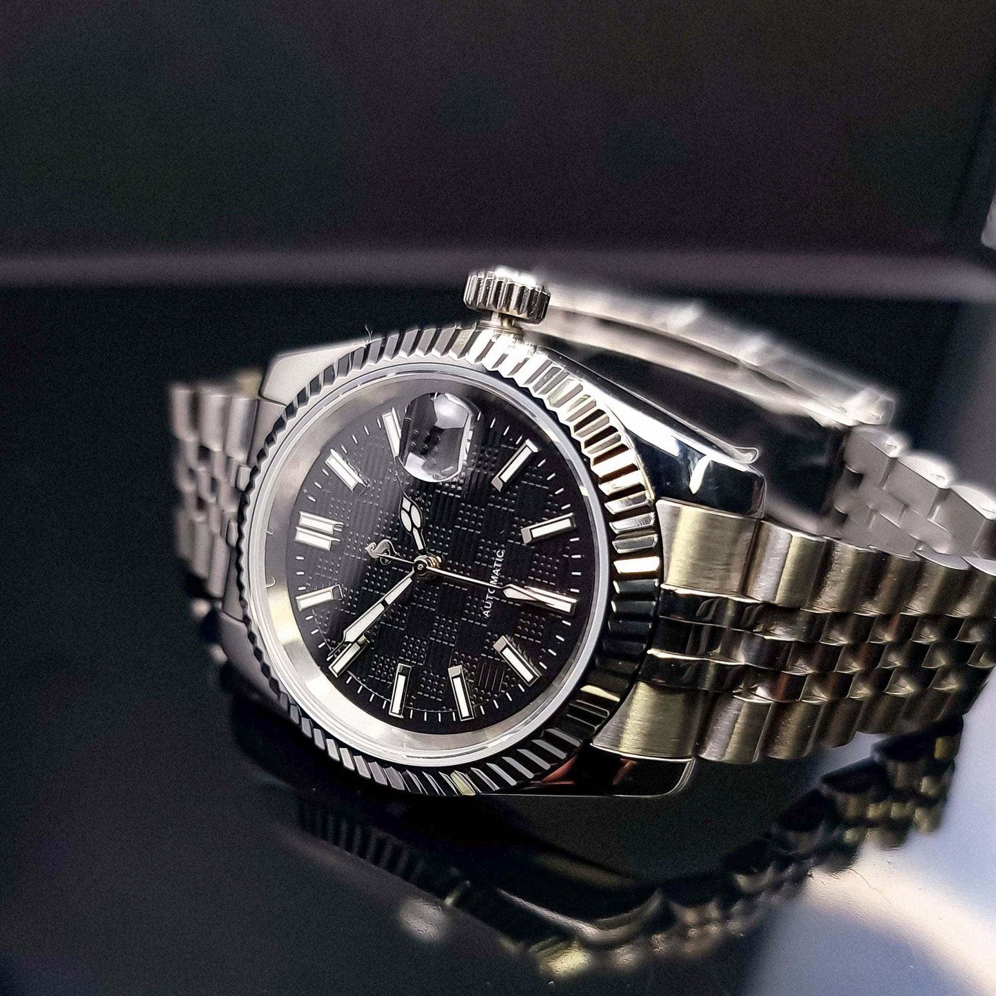 S Mod Date Window DJ Vintage Checkered Black Dial - Timeless - MODTIME