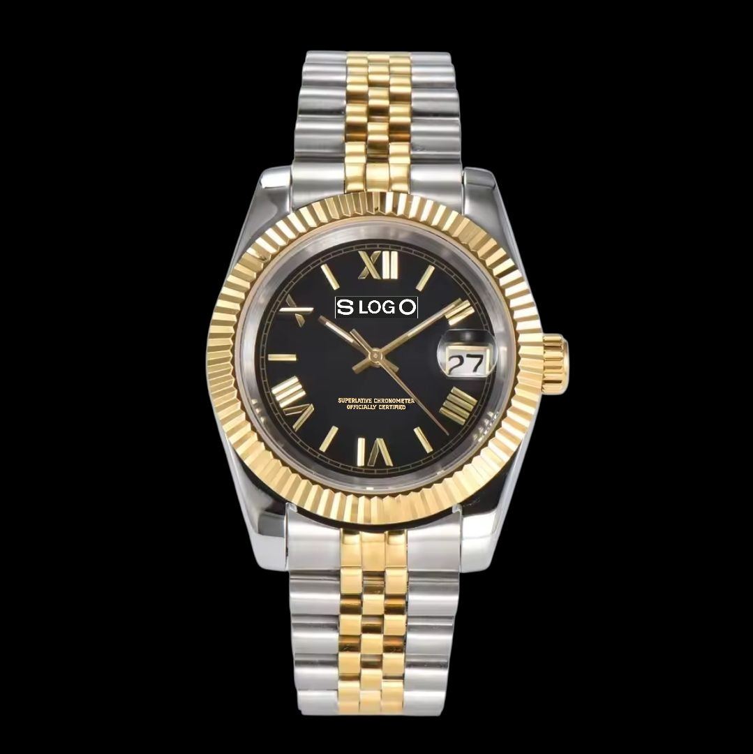 Seiko Mod watches Datejust aka SeikoJust Two-Tone Black Dial Roman Numerals - MODTIME