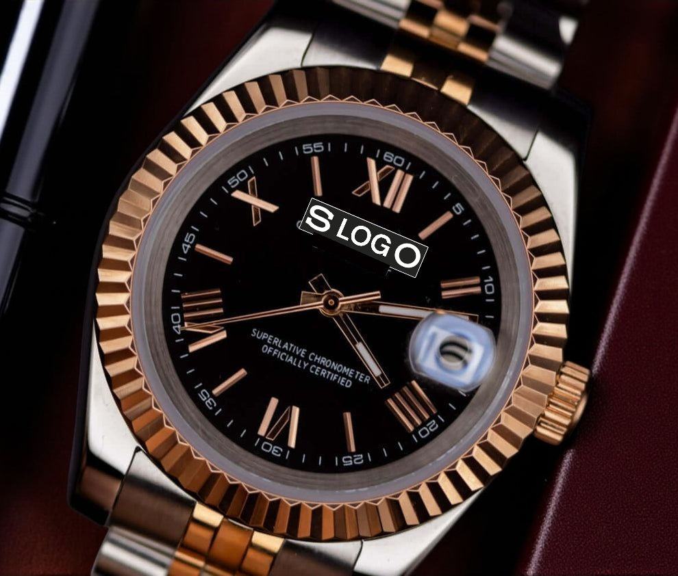 Seiko Mod watches Datejust aka SeikoJust Two-Tone Black Dial Roman Numerals - MODTIME