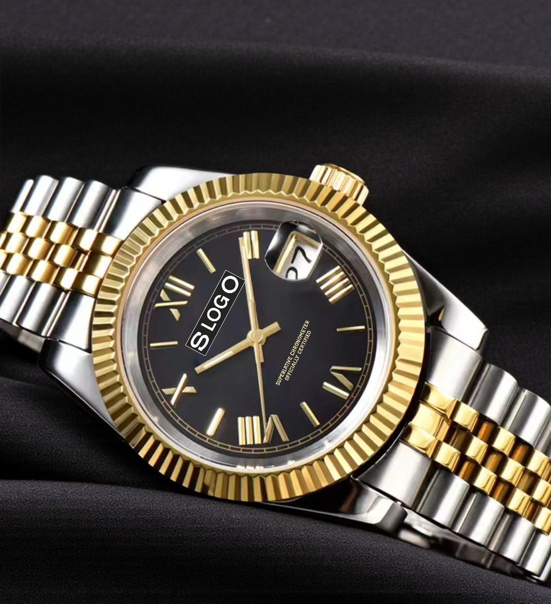 Seiko Mod watches Datejust aka SeikoJust Two-Tone Black Dial Roman Numerals - MODTIME