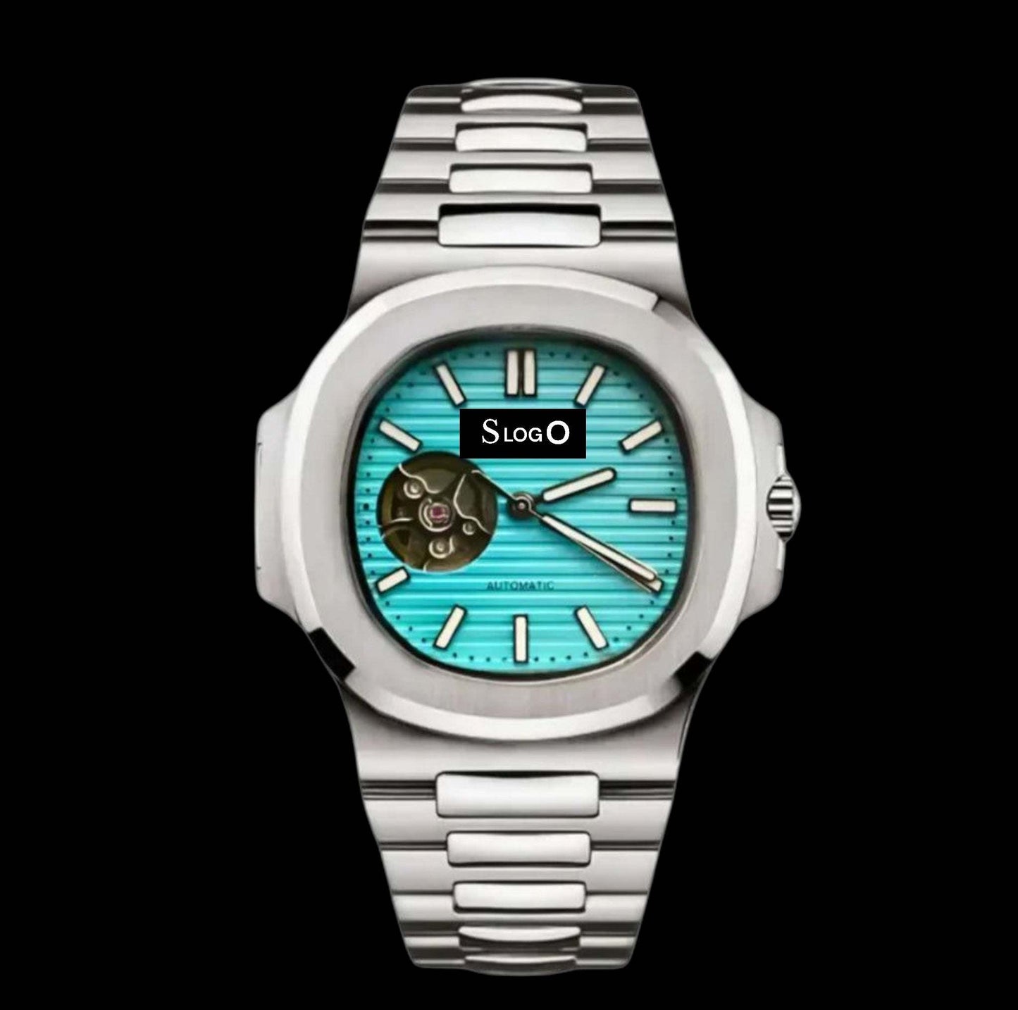 Seiko Mod Nautilus Tiffany Blue Open-Heart Dial watch - Modtime Creations