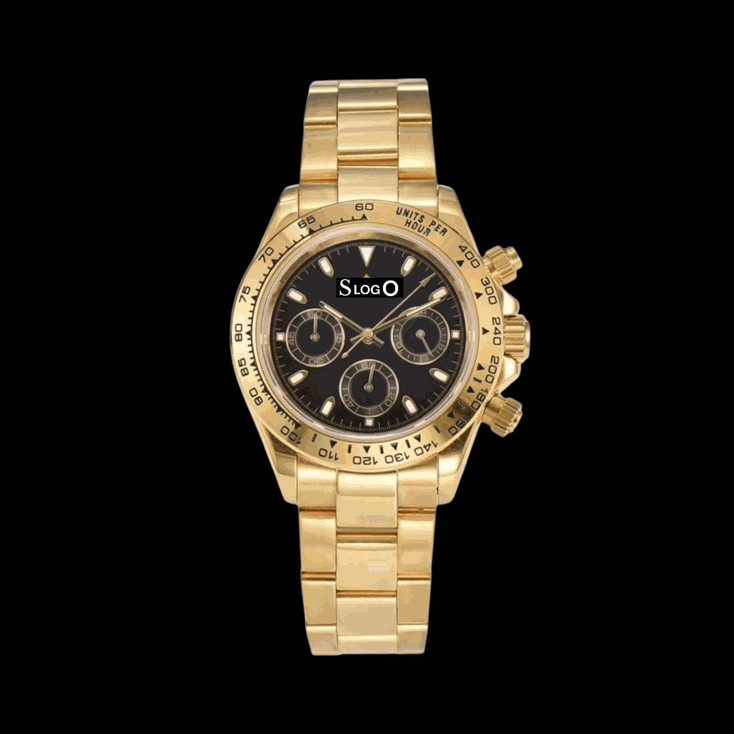 Seiko Mod watches Daytona aka Seitona Gold Case with Black Gold Dial - Modtime