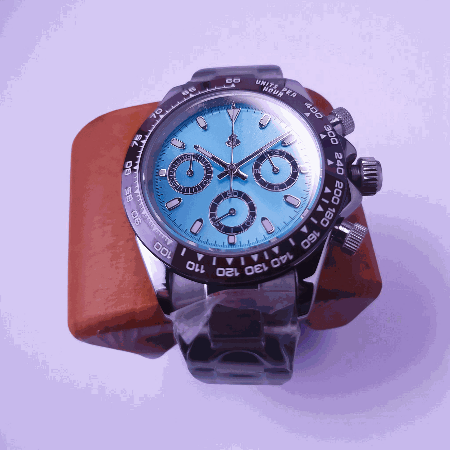 Seiko Mod Daytona Light Blue Dial Brown Bezel - Modtime