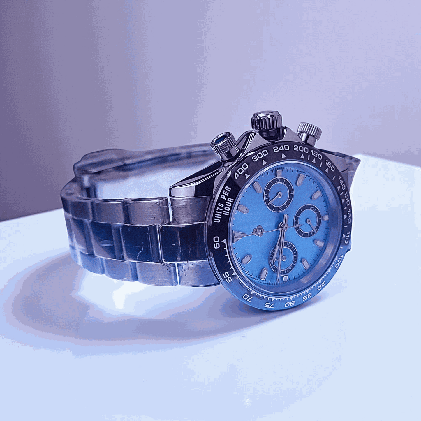 Seiko Mod Daytona Light Blue Dial Brown Bezel - Modtime