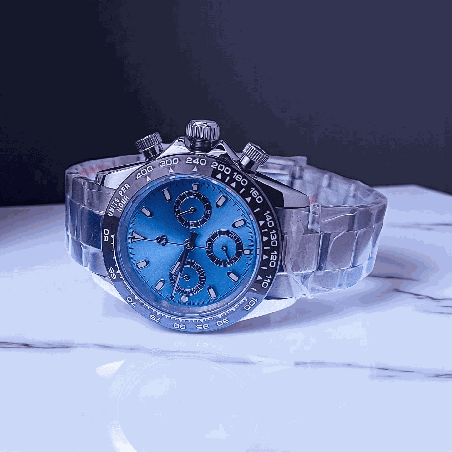Seiko Mod Daytona Light Blue Dial Brown Bezel - Modtime