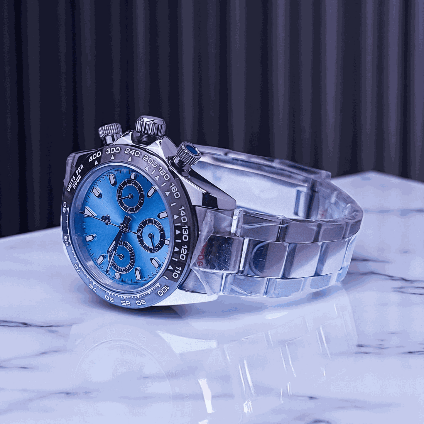 Seiko Mod Daytona Light Blue Dial Brown Bezel - Modtime