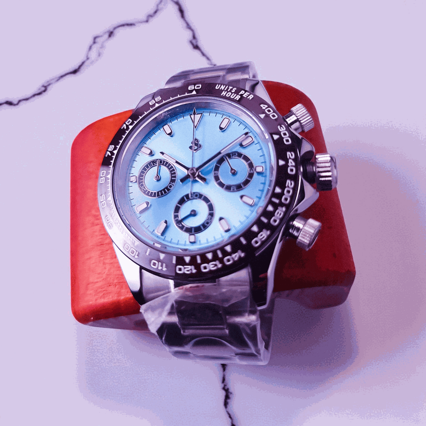 Seiko Mod Daytona Light Blue Dial Brown Bezel - Modtime