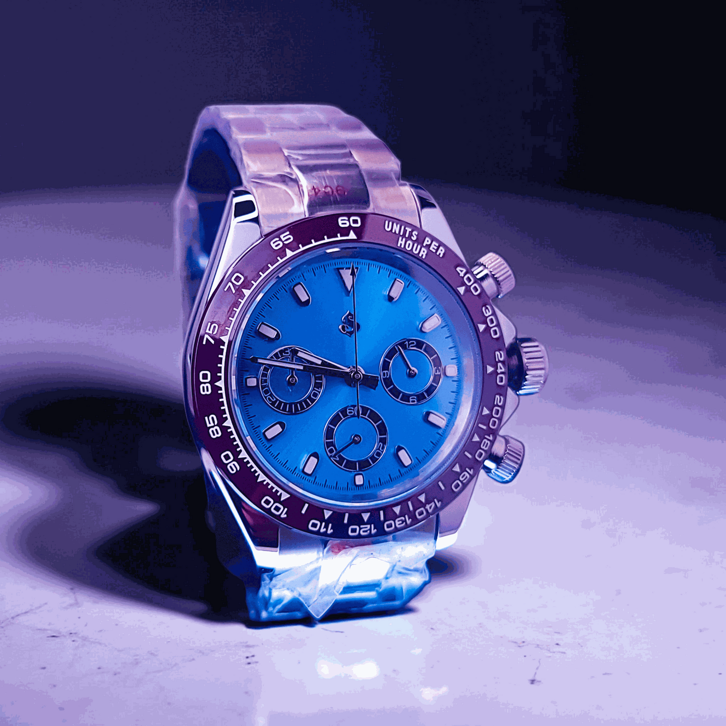 Seiko Mod Daytona Light Blue Dial Brown Bezel - Modtime