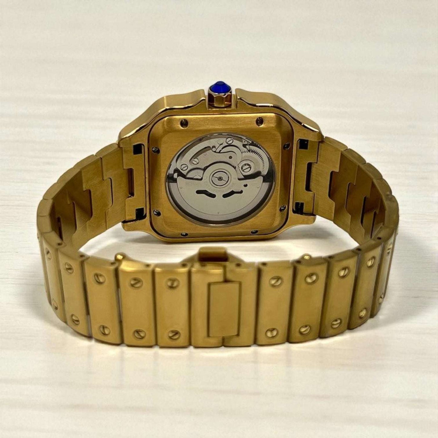 Santeiko Gold Case Classic White Dial Seiko Mod watch with sapphire glass and stainless steel bracelet