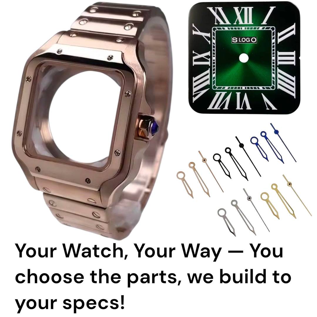 Seiko Mod Santos watch green and black dial with stainless steel case and sapphire glass