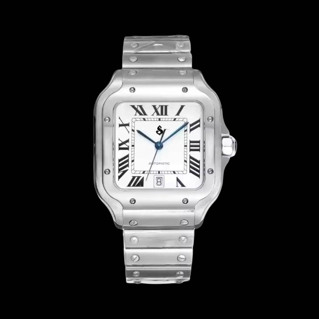 Seiko Mod Santos aka Santeiko Silver Case White Dial Mod - Modtime Creations