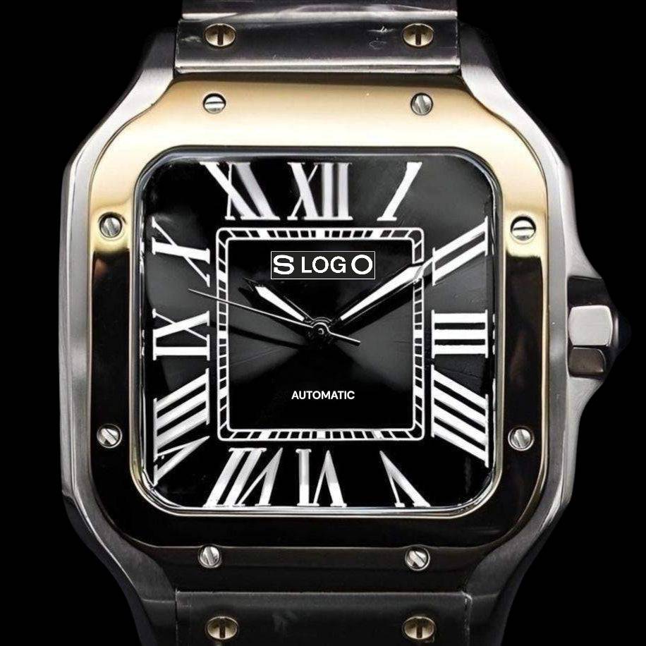 Seiko Mod Santos aka Santieko Two Tone Case Black Dial - Modtime Creations