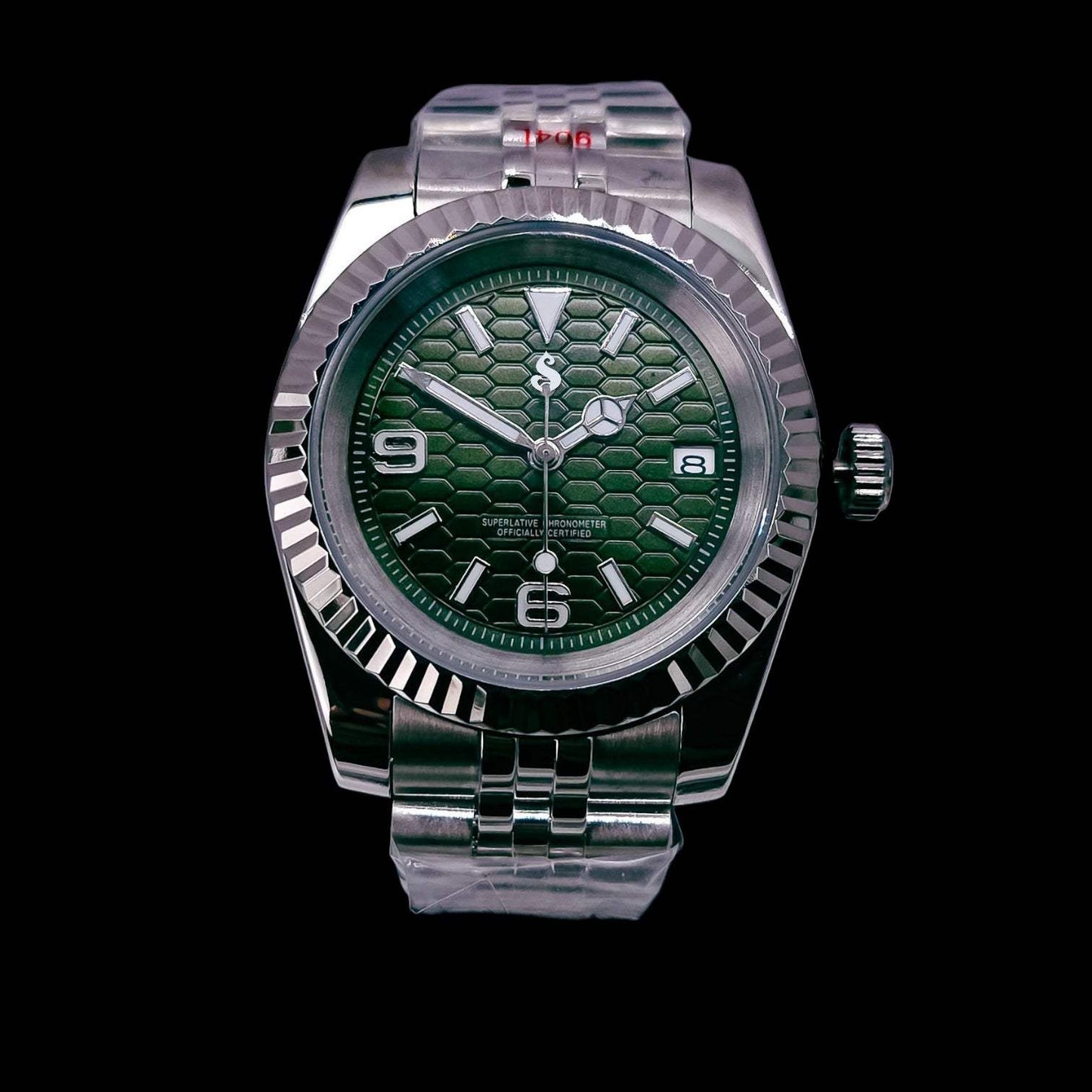 Seiko Mod Datejust aka SeikJust Date Window Silver Green Dial Mod - Modtime