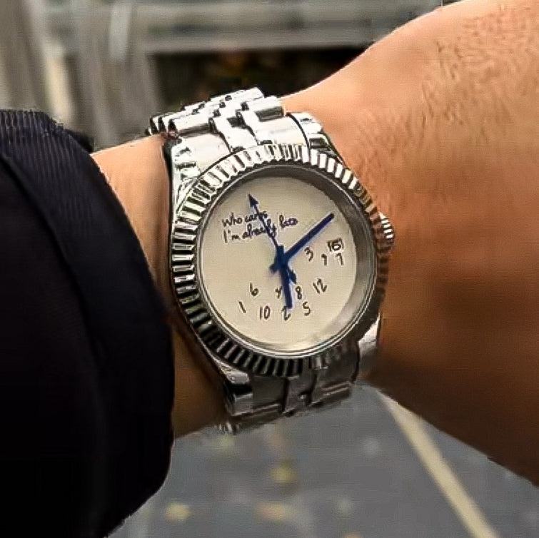 Seiko Mod Watches Datejust watch with "Who Cares" by Modtime Creations, featuring NH35 automatic movement and sapphire crystal