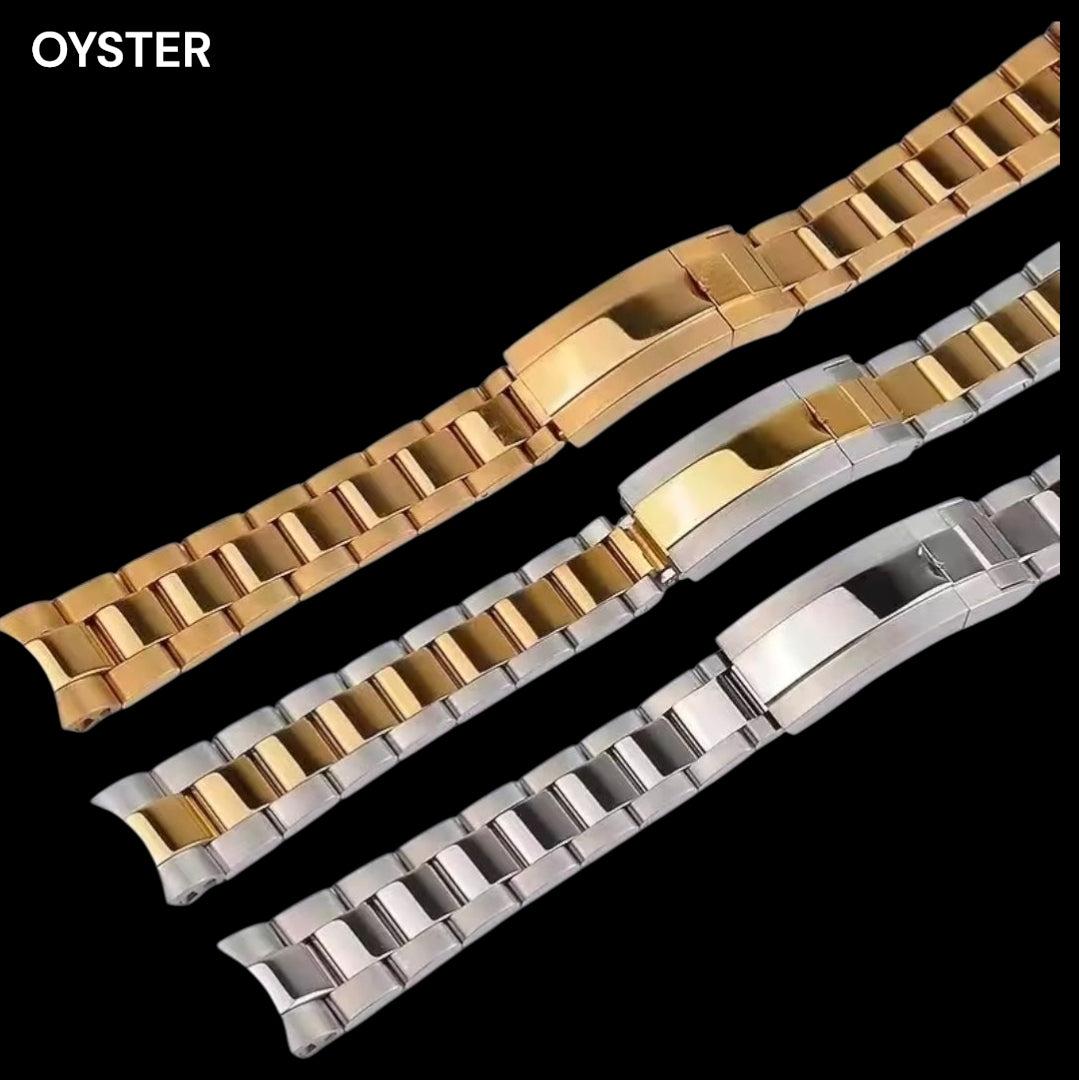 SeikJust watch with gold and green Roman numeral dial, date window, NH35 automatic movement, sapphire crystal, and stainless steel case by Modtime Creations