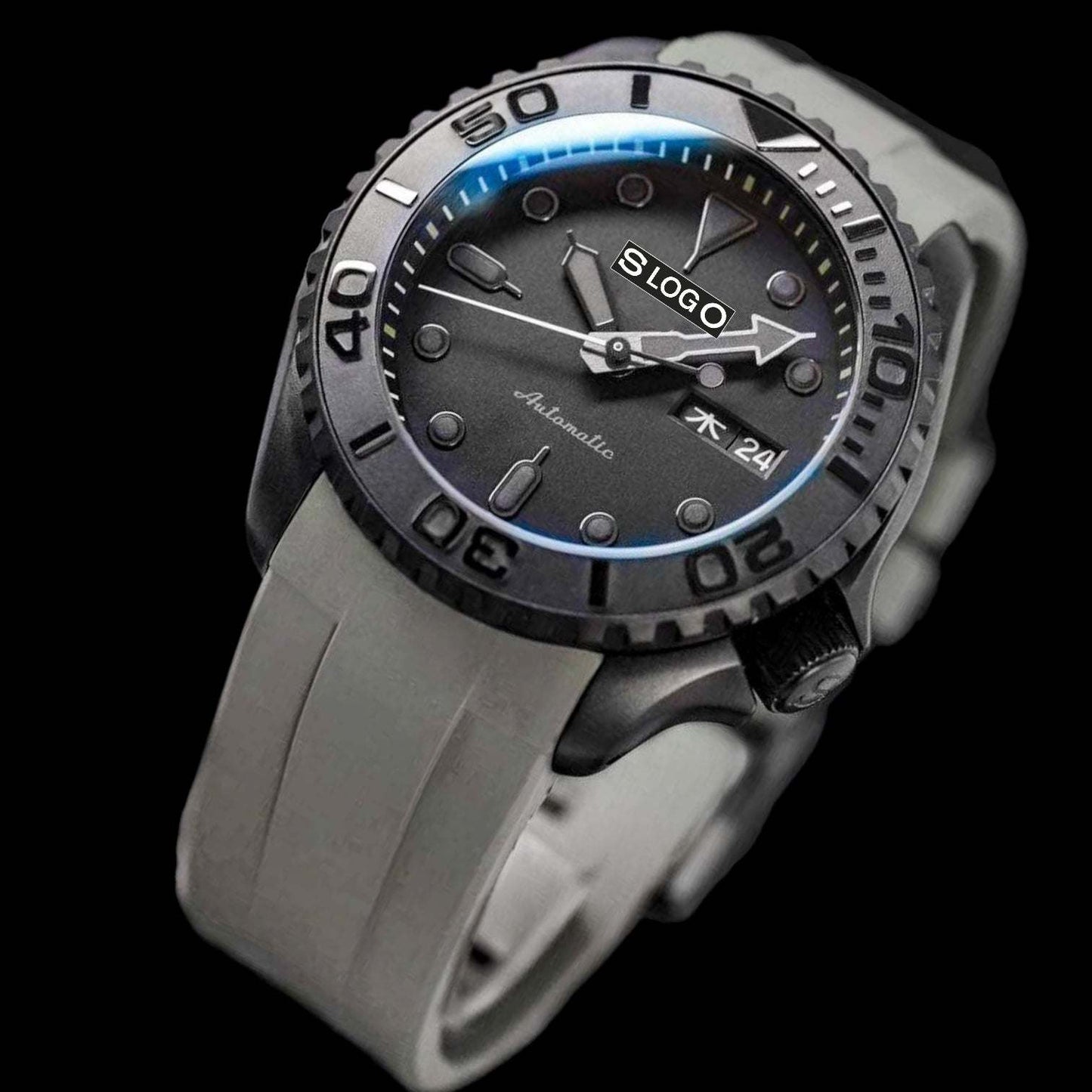 Seiko Mod Watches Yachtmaster Diver Black Stealth Dial - Modtime