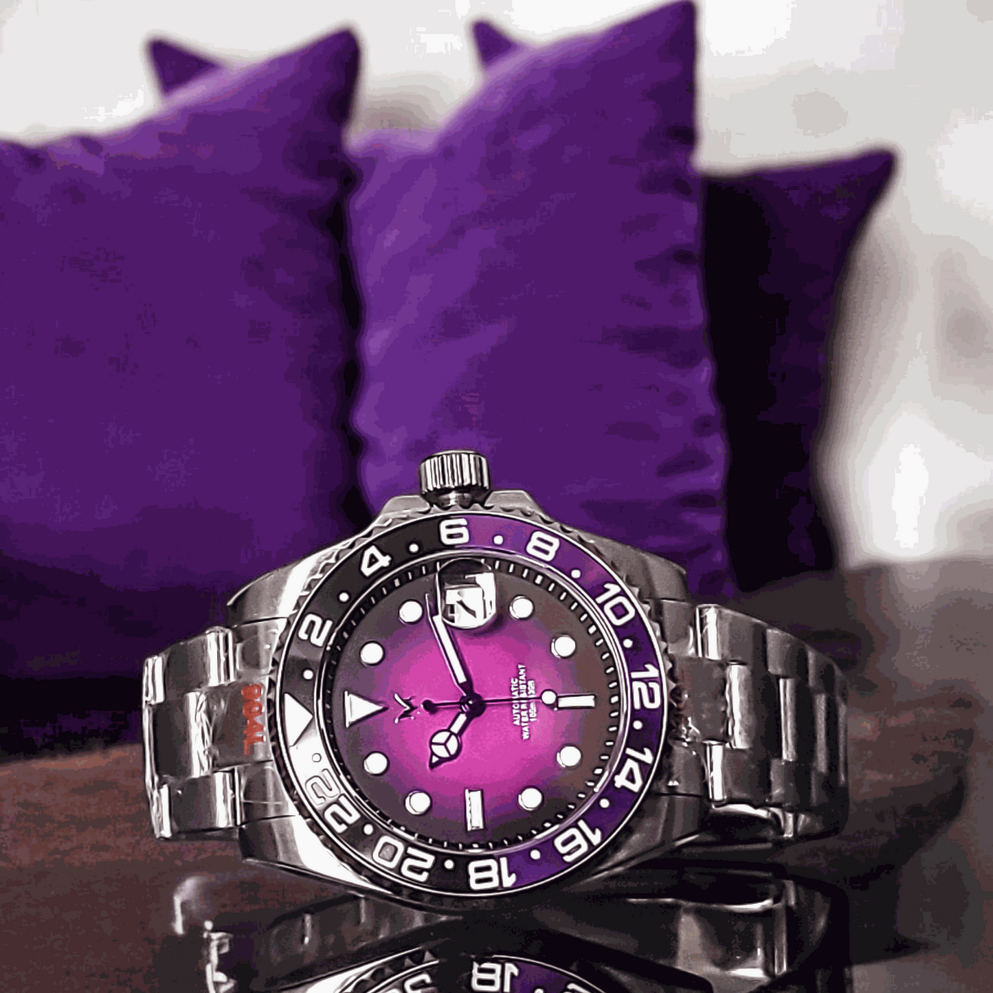 Seiko Mod Submariner aka Seikomariner " Joker " Series - Fuchsia Purple Dial - Modtime Creations