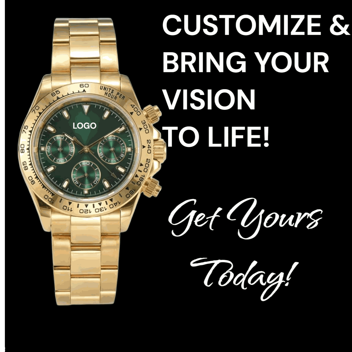 Seiko Mod watches Daytona aka Seitona Gold case with green dial - Modtime