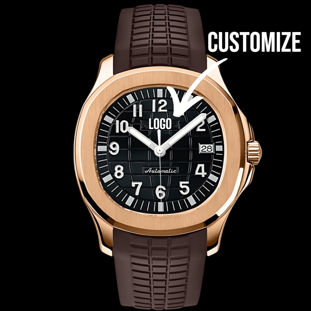 SeikNaut Seiko Mod luxury watch with gold case and black dial by Modtime Creations