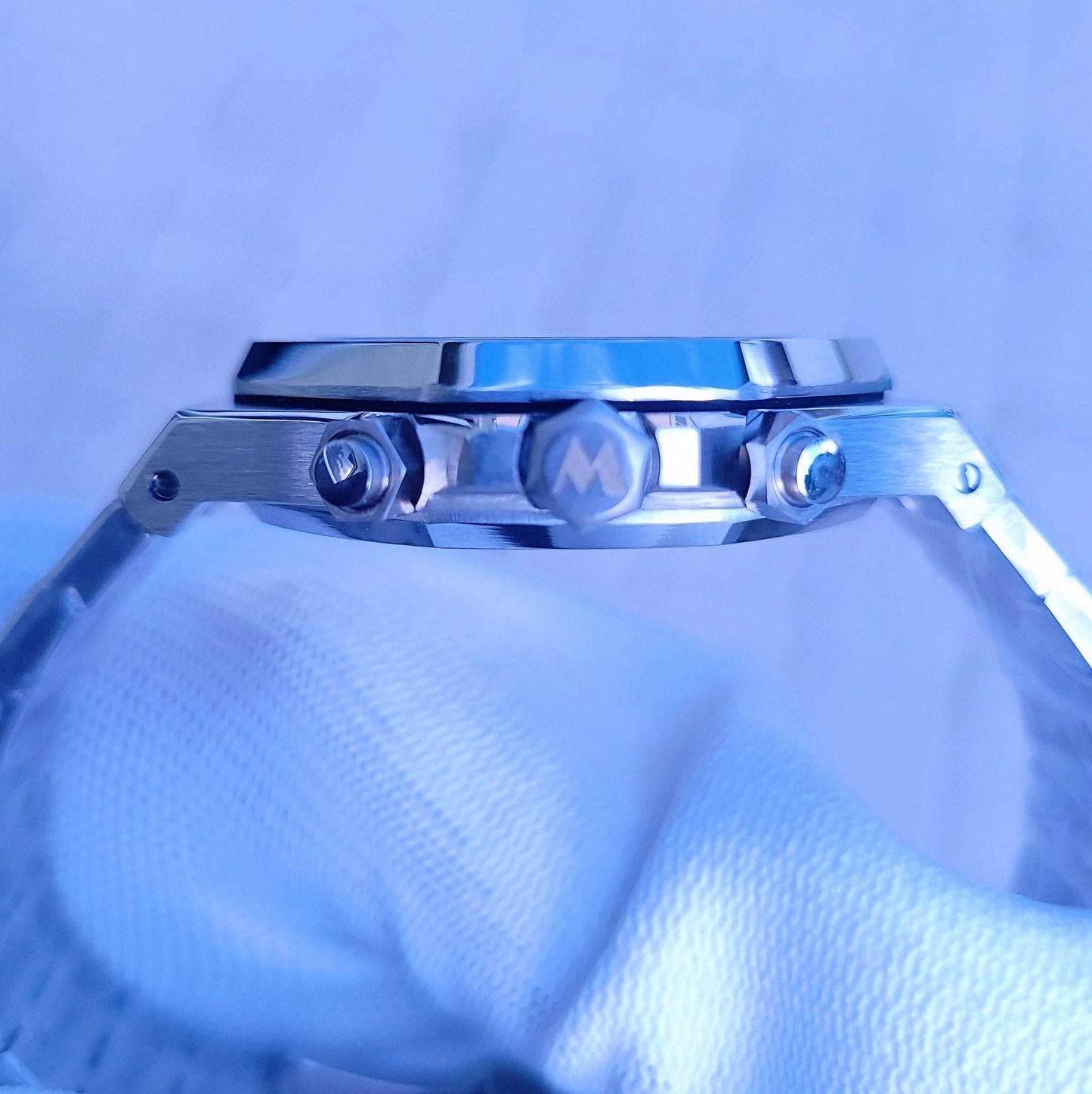 Modded Seiko Royal oak aka SeikOak Chronograph Series Black Dial - MODTIME Creations