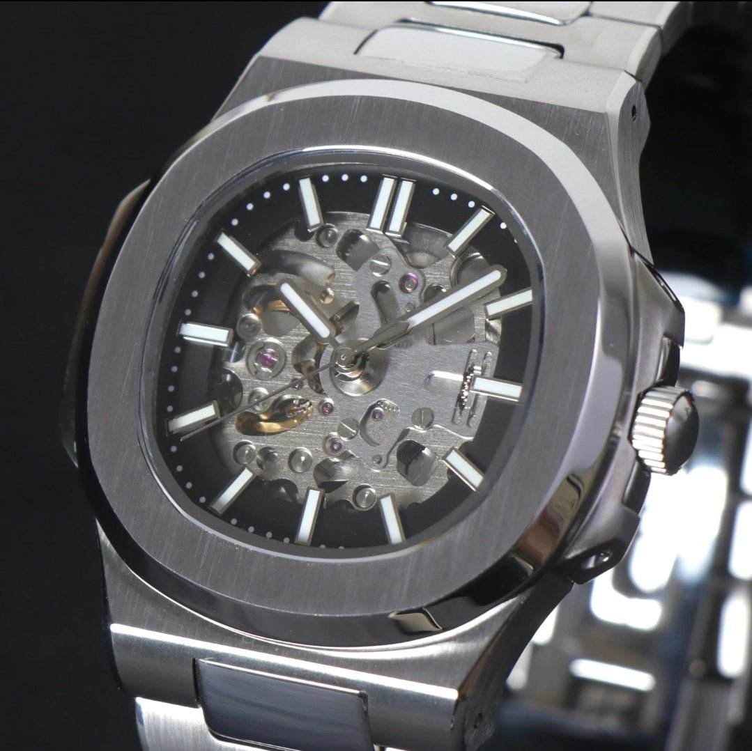 Seiko Nautilus Skeleton Modtime Seiko Mod watch with NH70 automatic movement and stainless steel case