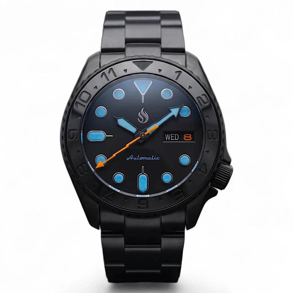 42MM SKX Stealth "Blue Orange" Diver Mod Watch - Modtime Creations
