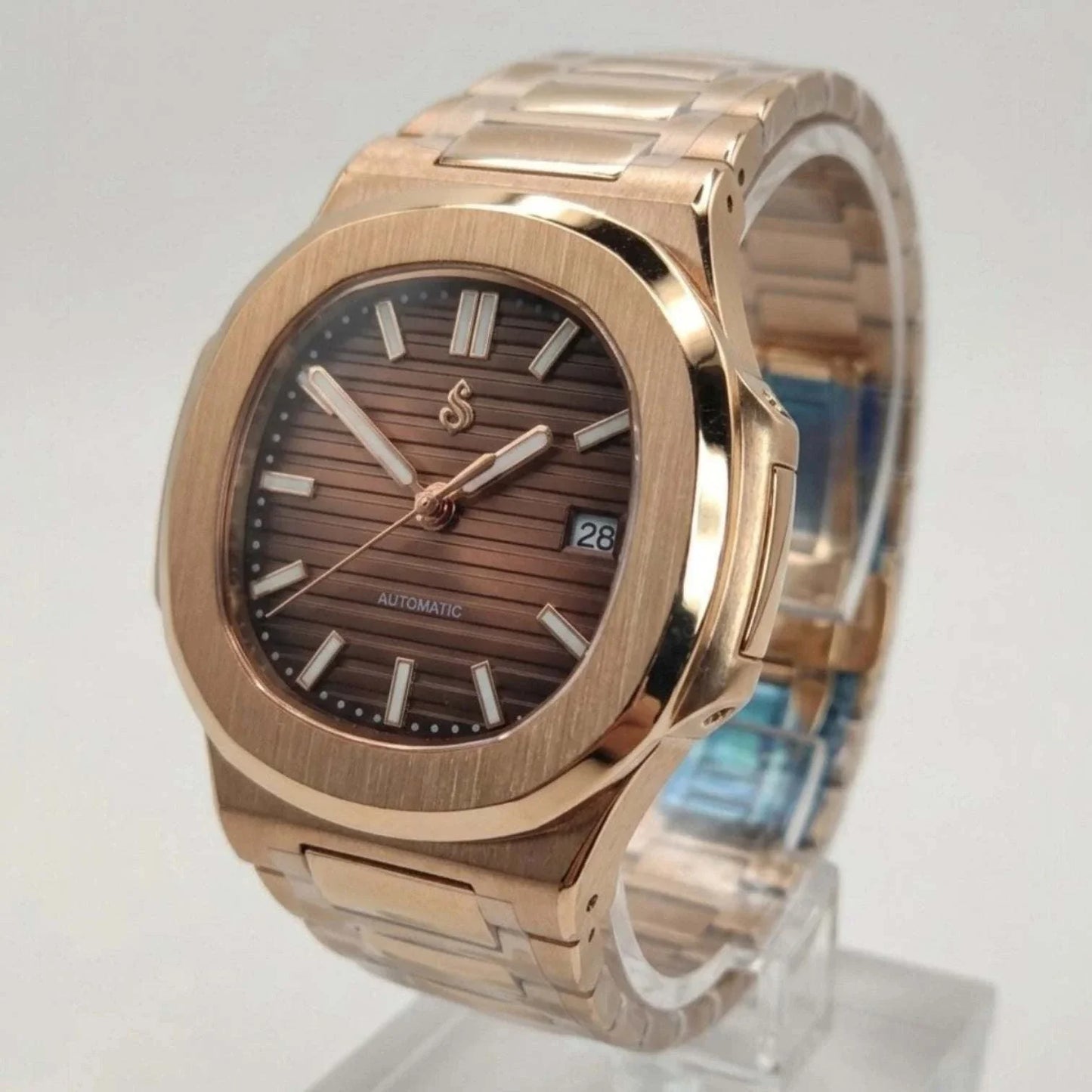 Seiko Mod Nautilus Series Stainless Steel watch with NH35 automatic movement and sapphire crystal by Modtime Creations