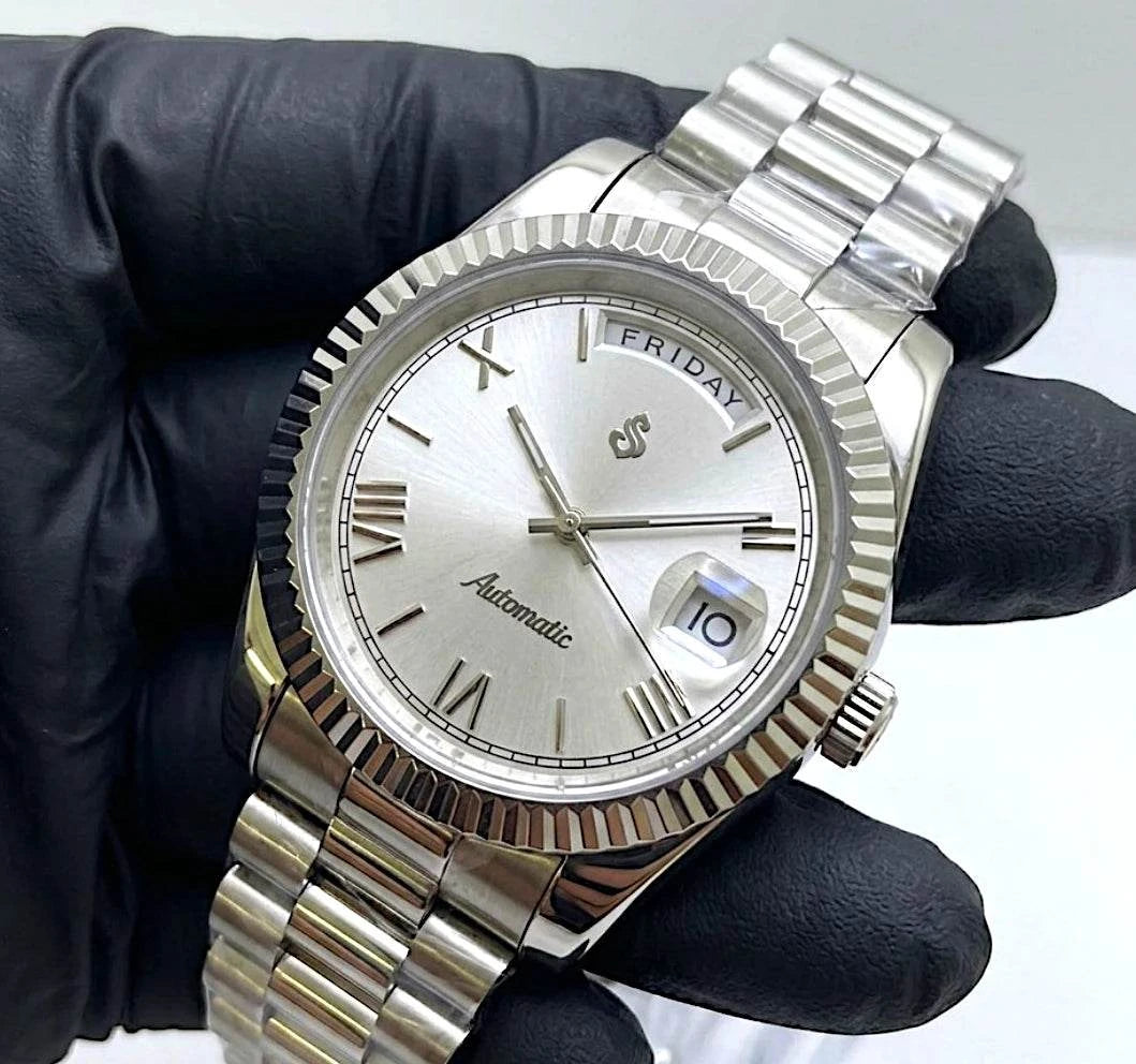 Day & Date Silver White Dial Mod Series - Modtime