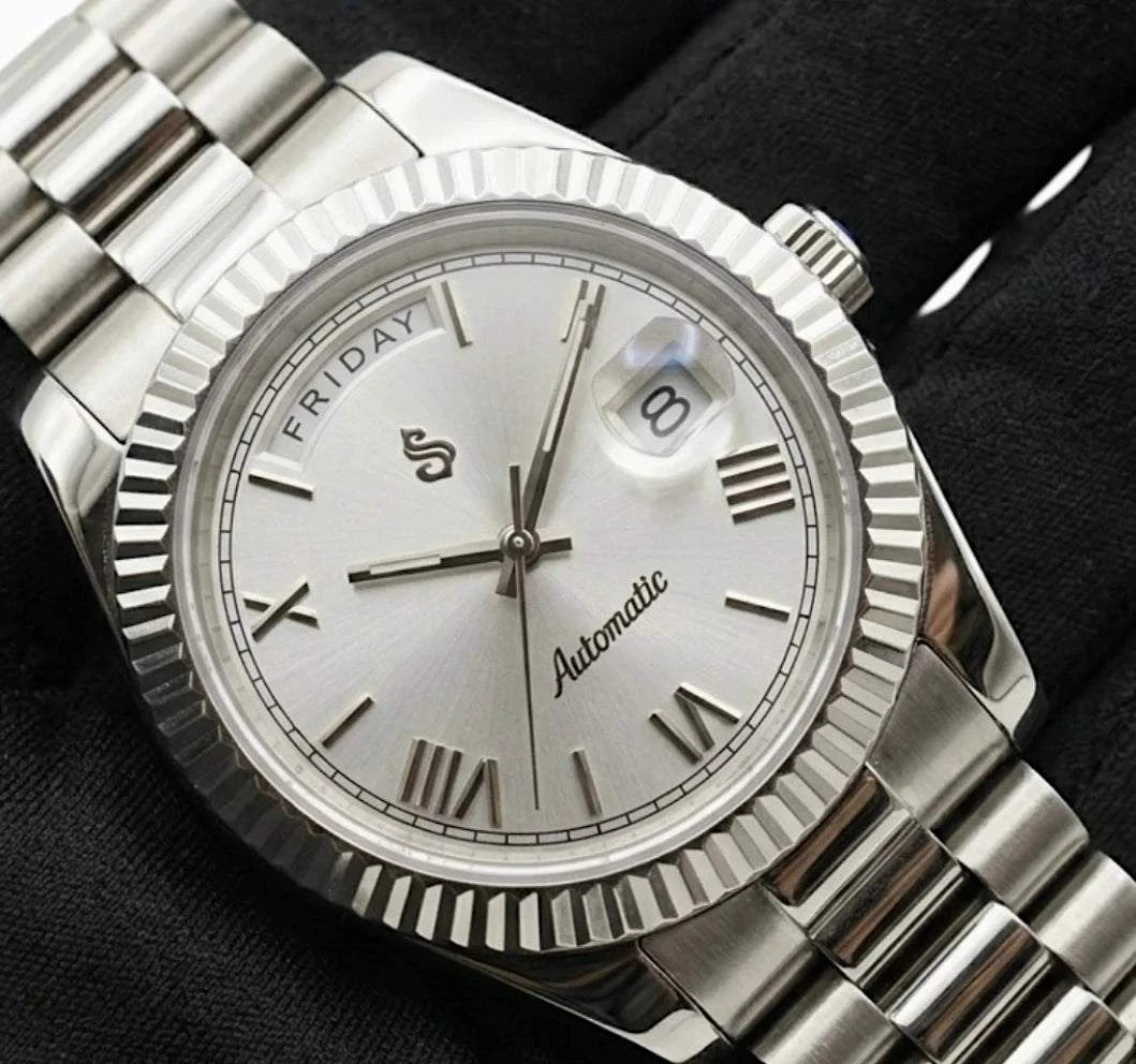 Day & Date Silver White Dial Mod Series - Modtime