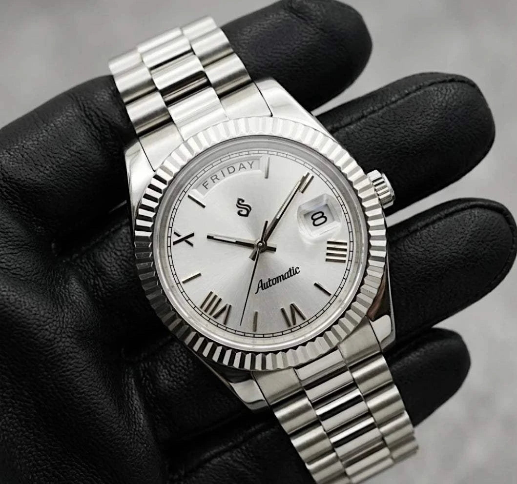 Day & Date Silver White Dial Mod Series - Modtime