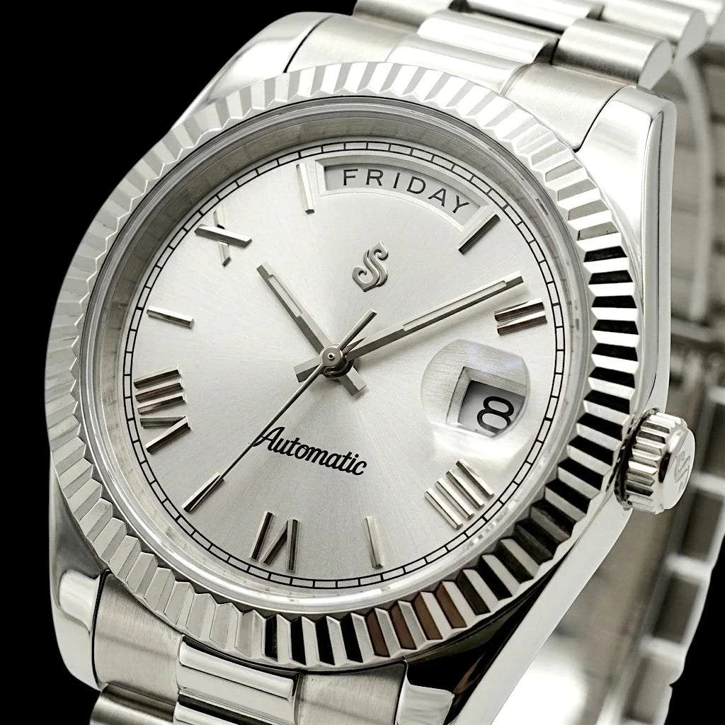 Day & Date Silver White Dial Mod Series - Modtime