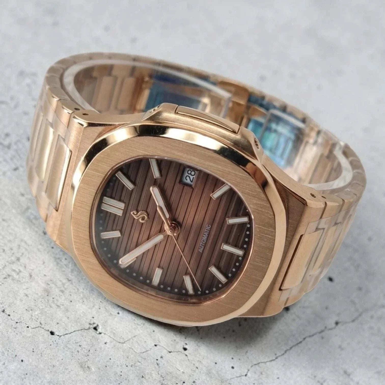 Seiko Mod Nautilus Series Stainless Steel watch with NH35 automatic movement and sapphire crystal by Modtime Creations