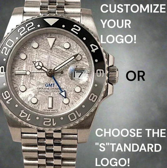 SEIKO MOD SUBMARINER GMT Grey Carbon Fiber Diver watch with black grey "Bruce Wayne" bezel and stainless steel bracelet