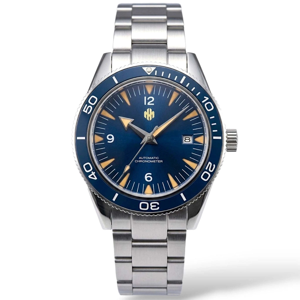 Spectre Bond 007 homage blue dial Seiko mod watch Seamaster with NH35 movement and stainless steel case