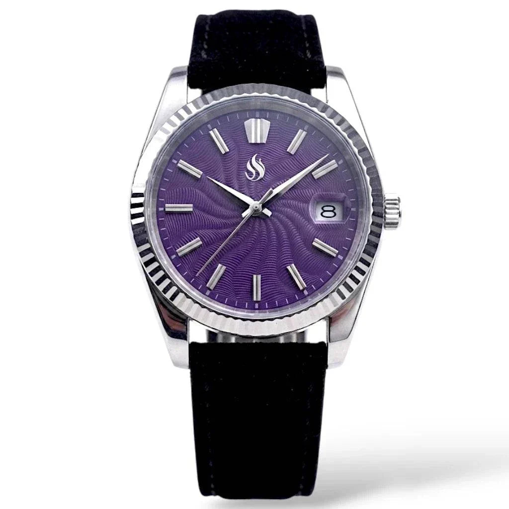 Seiko Mod Datejust "Grand Guilloche" Purple Dial Watch by Modtime Creations