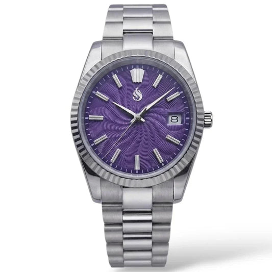 Seiko Mod Datejust "Grand Guilloche" Purple Dial Watch by Modtime Creations