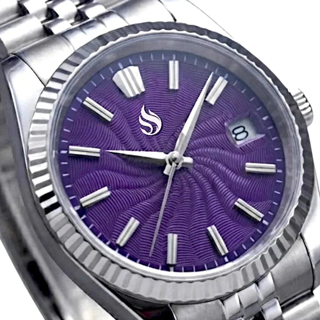 Seiko Mod Datejust "Grand Guilloche" Purple Dial Watch by Modtime Creations