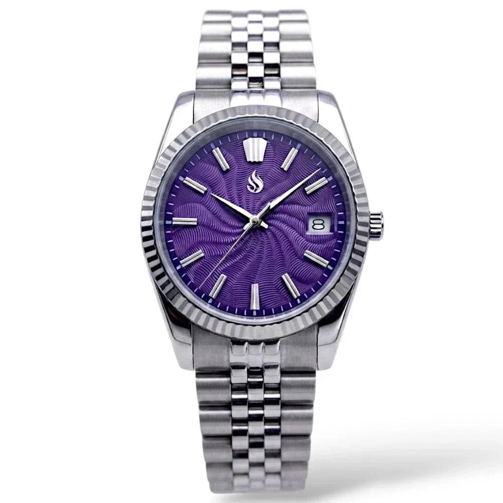 Seiko Mod Datejust "Grand Guilloche" Purple Dial Watch by Modtime Creations