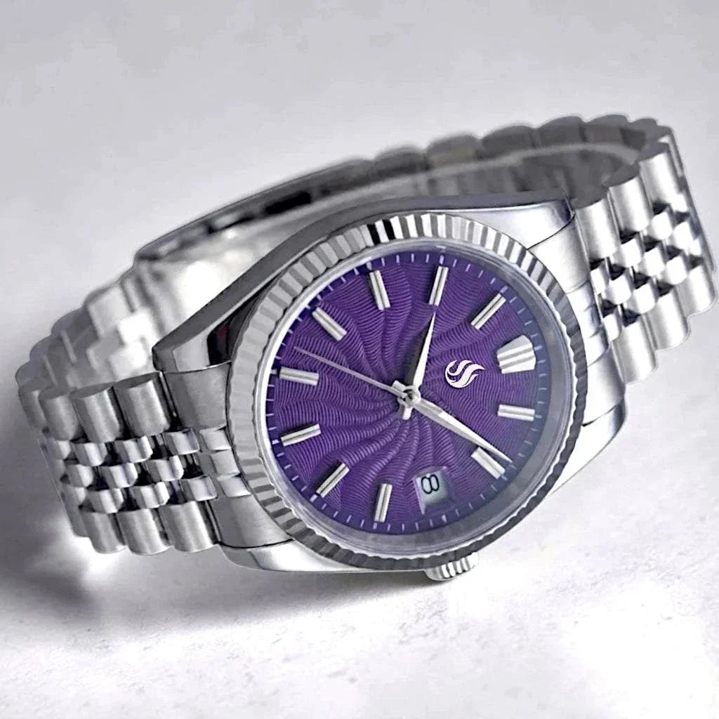Seiko Mod Datejust "Grand Guilloche" Purple Dial Watch by Modtime Creations