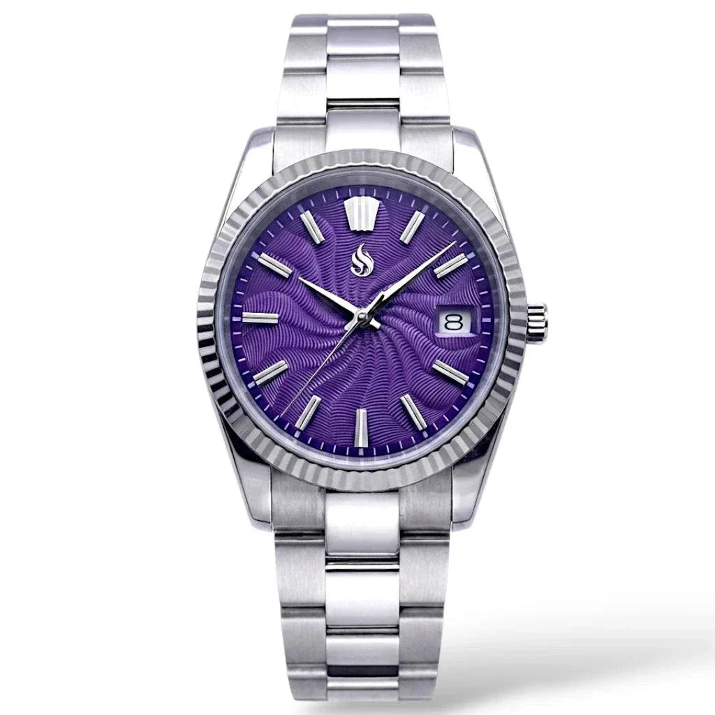 Seiko Mod Datejust "Grand Guilloche" Purple Dial Watch by Modtime Creations