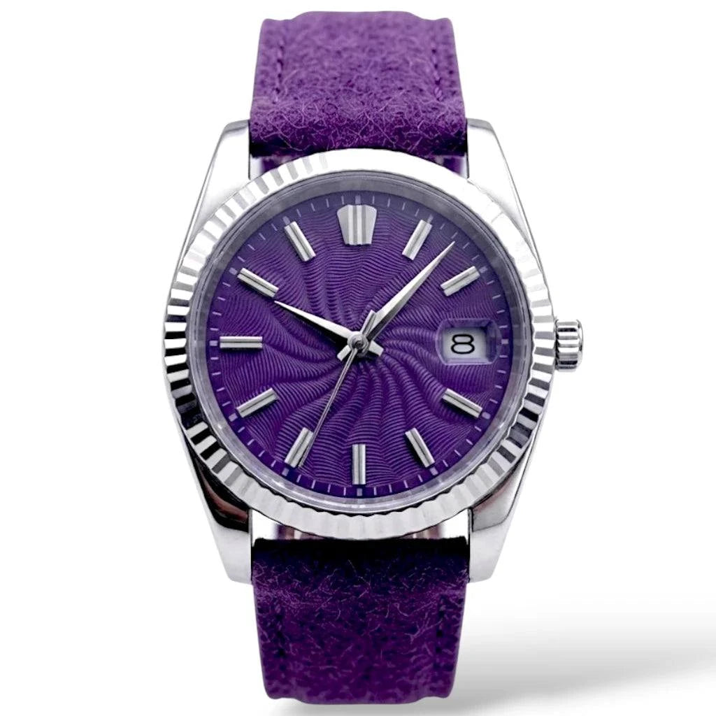Seiko Mod Datejust "Grand Guilloche" Purple Dial Watch by Modtime Creations