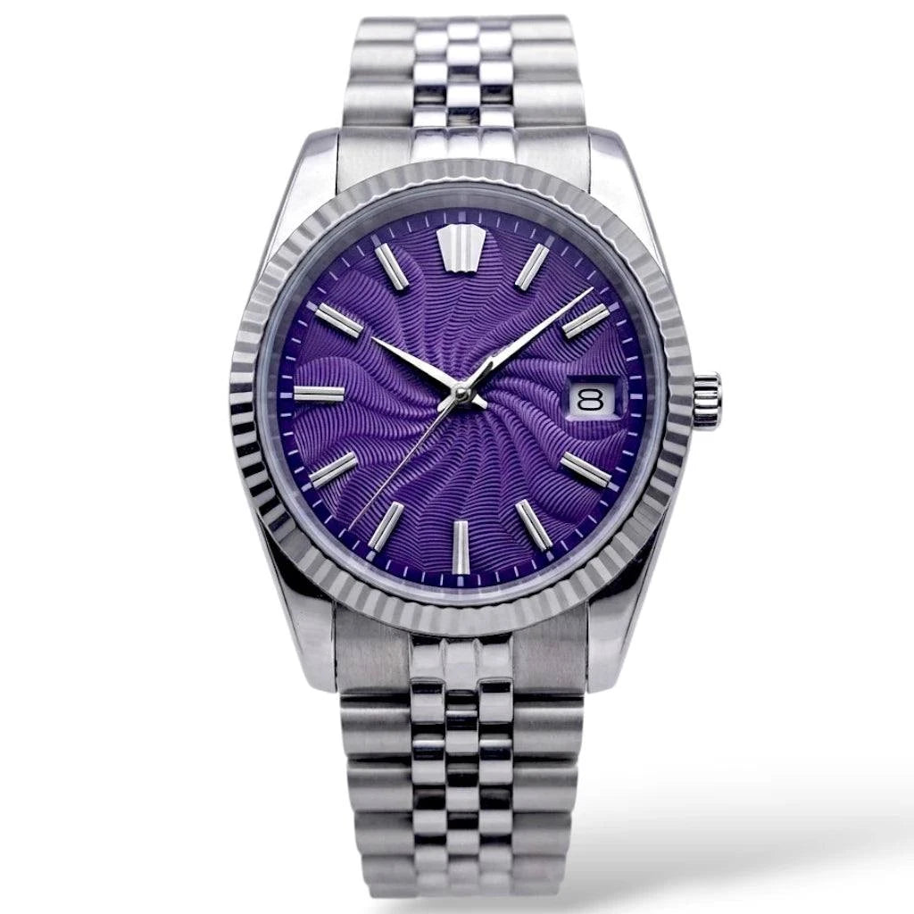 Seiko Mod Datejust "Grand Guilloche" Purple Dial Watch by Modtime Creations