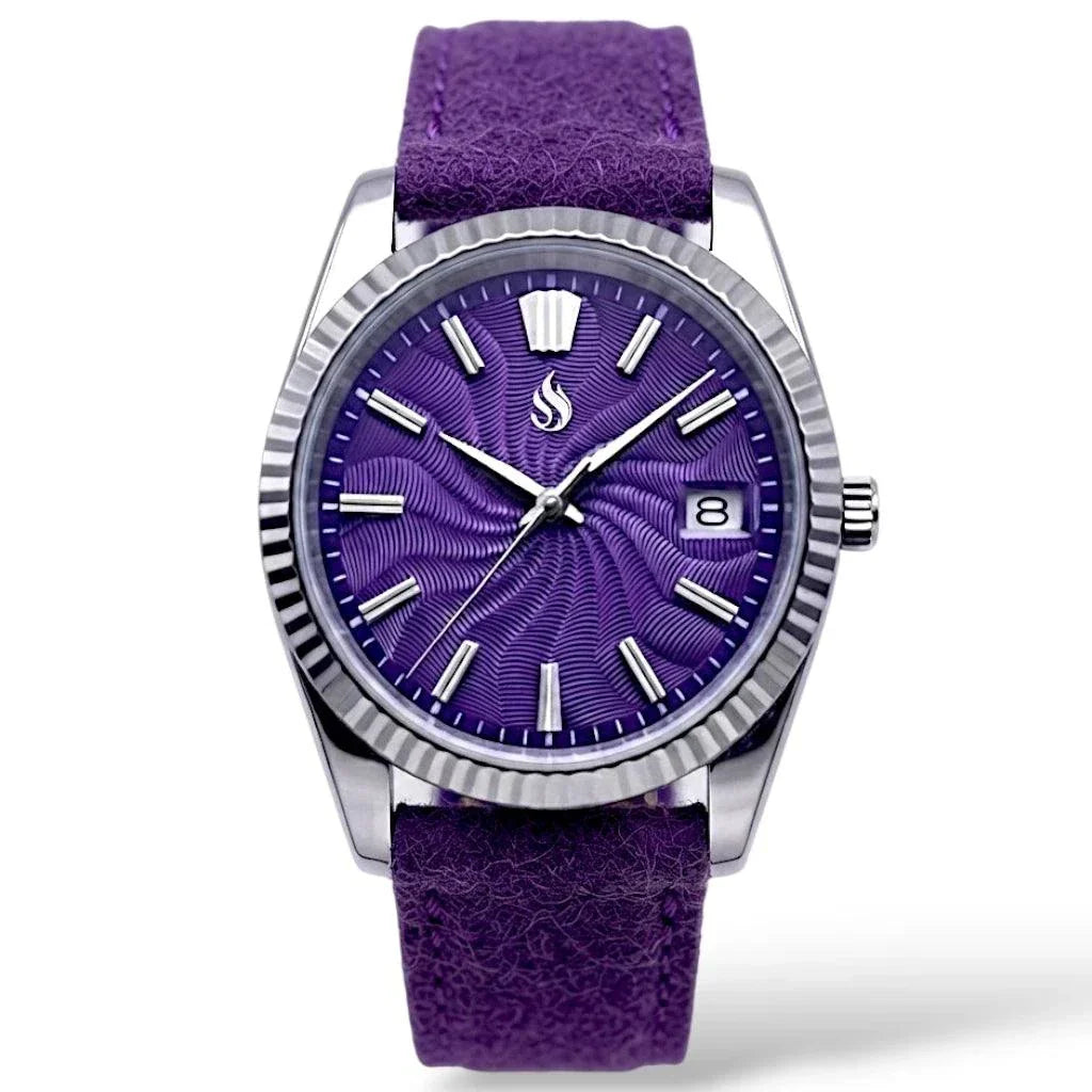 Seiko Mod Datejust "Grand Guilloche" Purple Dial Watch by Modtime Creations