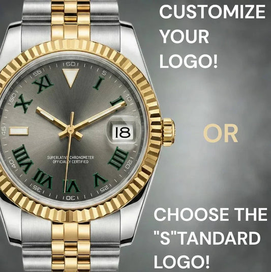 Seiko Mod Datejust gold two-tone watch by Modtime with NH35 automatic movement and sapphire crystal