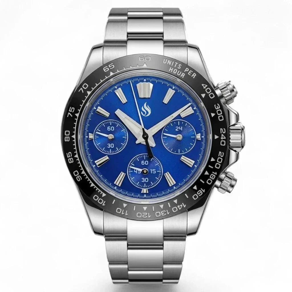 Seiko Mod Daytona GS  Dark Blue Dial Black Bezel Grand Seiko Fusion - Modtime 