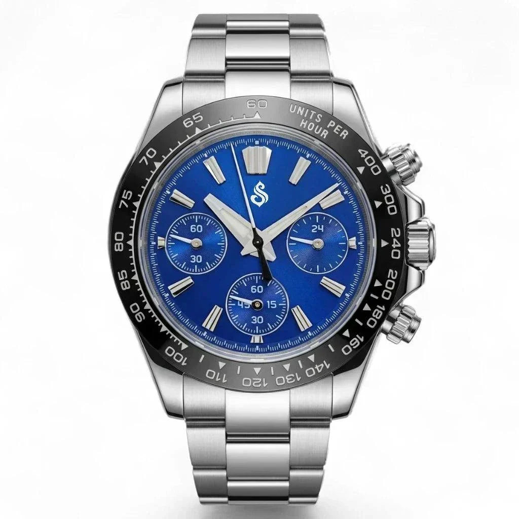 Seiko Mod Daytona GS  Dark Blue Dial Black Bezel Grand Seiko Fusion - Modtime 