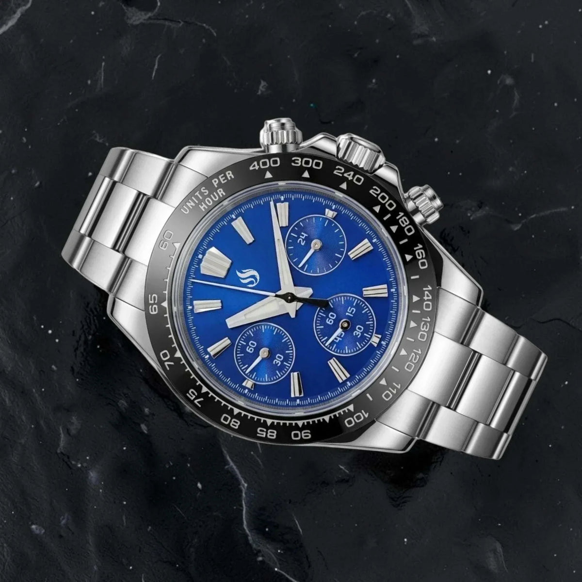Seiko Mod Daytona GS  Dark Blue Dial Black Bezel Grand Seiko Fusion - Modtime 