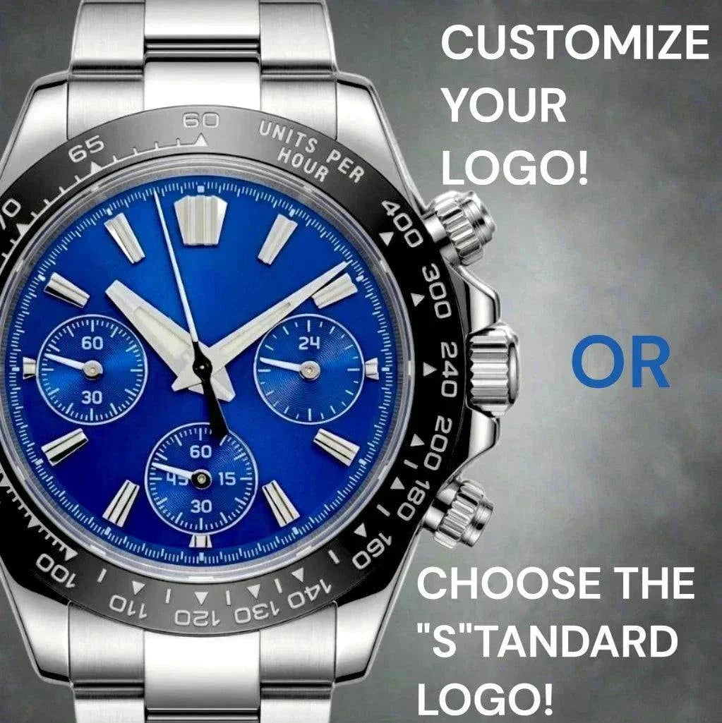 Seiko Mod Daytona GS  Dark Blue Dial Black Bezel Grand Seiko Fusion - Modtime 