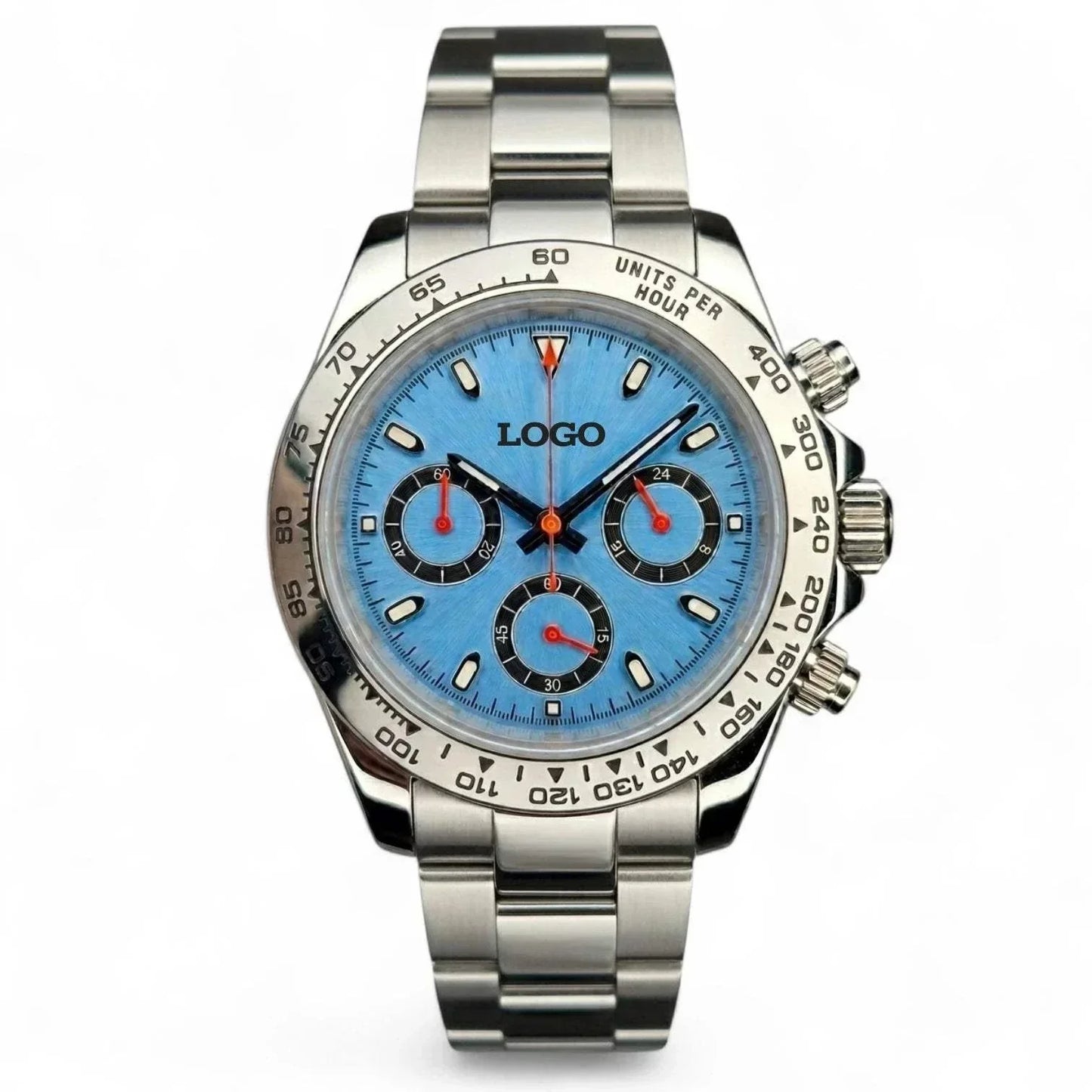 Seiko Mod Daytona Tiffany Blue with orange hands "Racing' Edition by Modtime Creations 